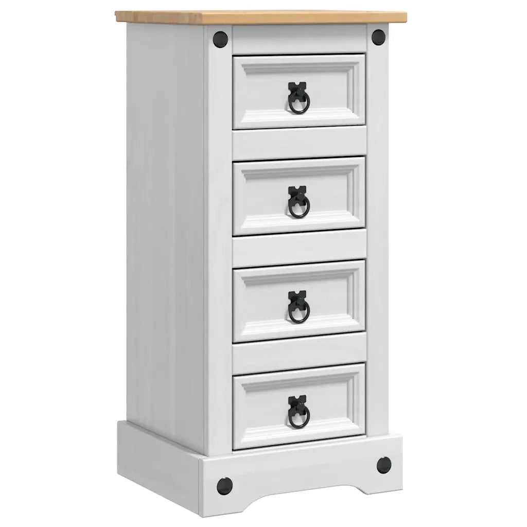 Comodino Corona Bianco 35 x 32,5 x 74 cm Pino massello 42021185