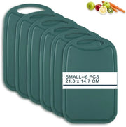 Set di piatti da colazione, 6 pezzi con contenitore per succo, 22 x 15 cm, piatto di taglio antibatterico, plastico, antiscivolo, BPA-free, piccolo verde, piatto da colazione in plastico, lavabile in lavastoviglie
