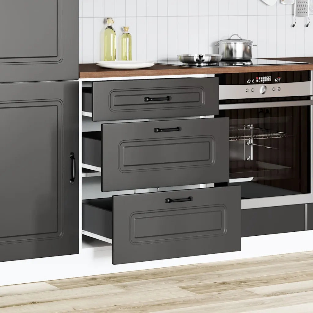 Mobiletto da cucina-Armadio da cucina "Kalmar" Nero in legno ingegnerizzato 759857