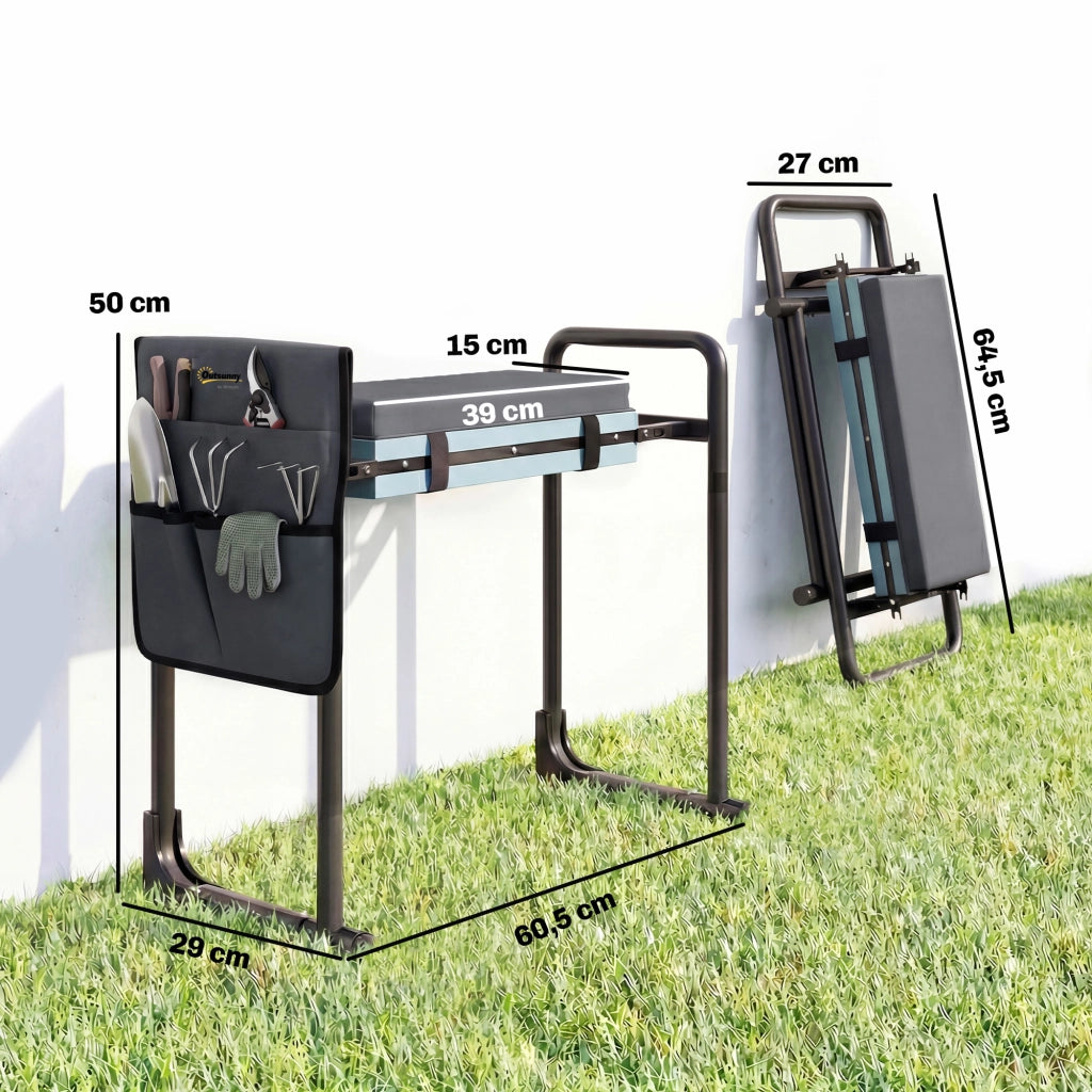 Sgabello da Giardino Pieghevole con Cuscino ¨C Zephmum ¨C Grigio Scuro