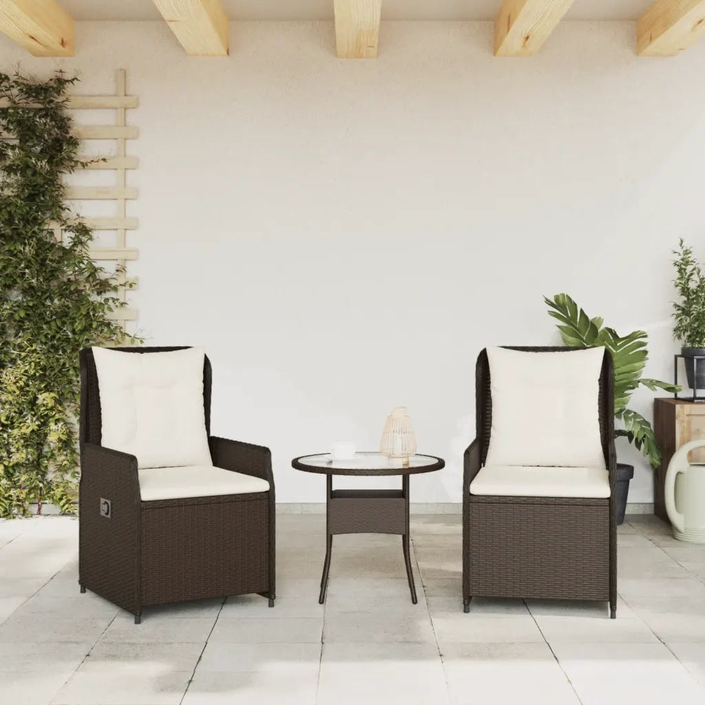 Sedie da Giardino Reclinabili 2 pz Marrone Polyrattan 368653
