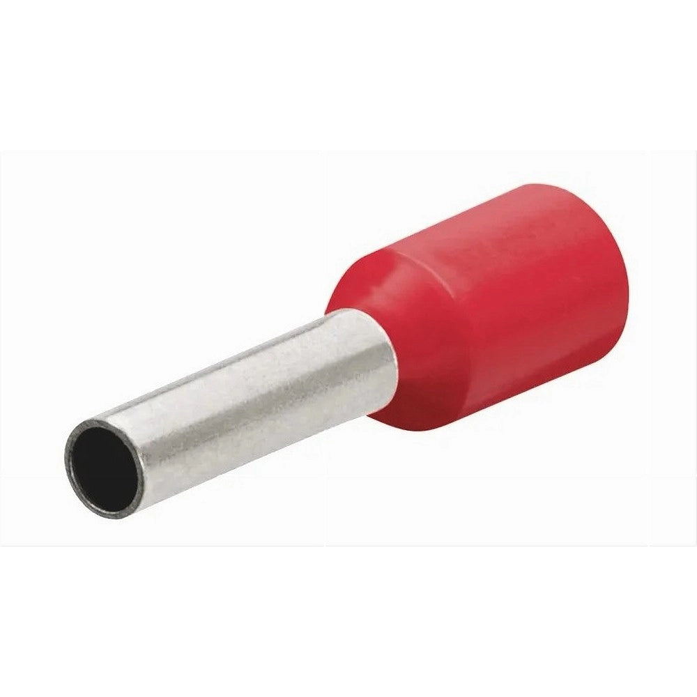 Trade Shop - Confezione 100pz Tubetto Capicorda Isolato Per Cavi Da 2.5mm² Terminale 8mm E2508 - Rosso