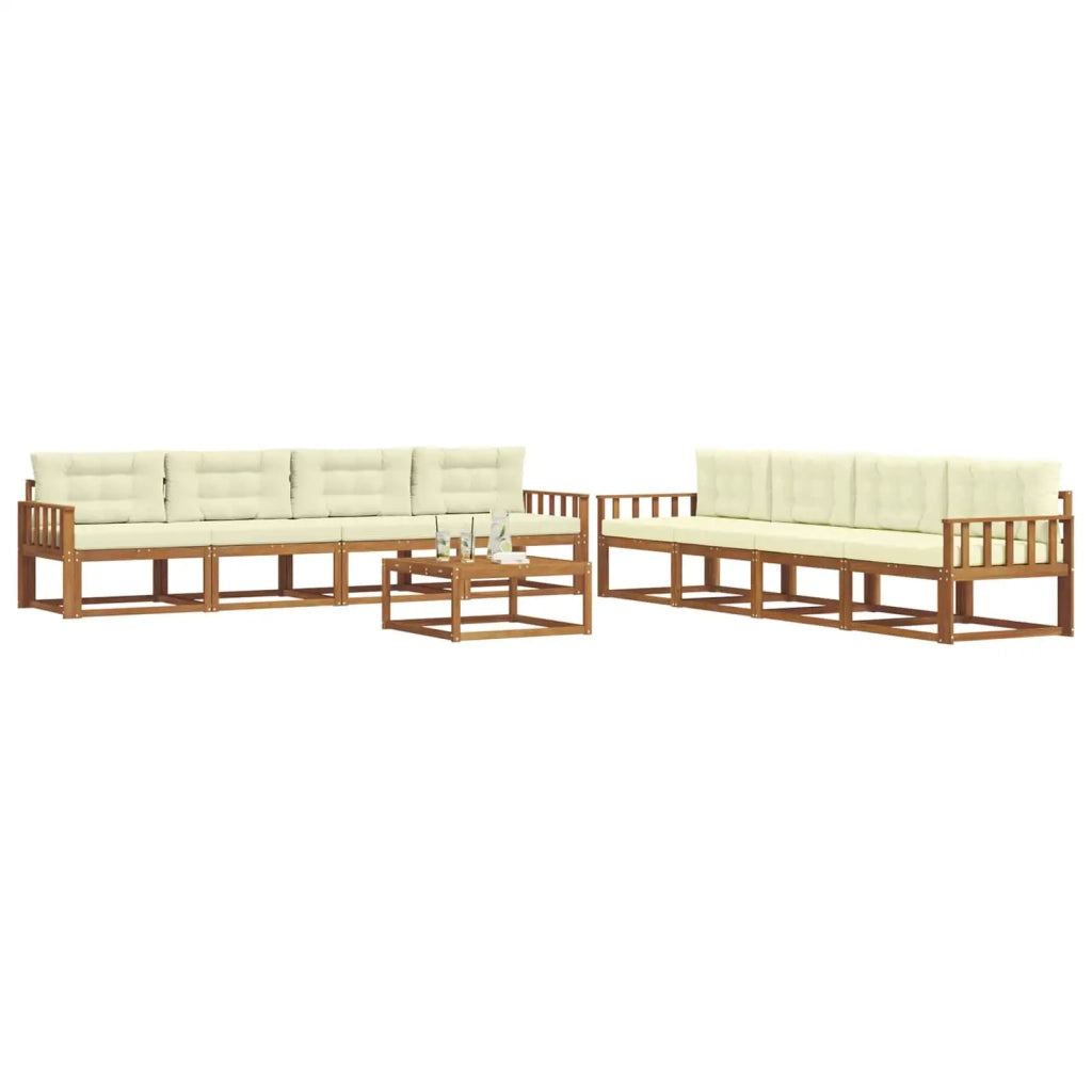 Set di divani da esterno con cuscino 9 pcs Naturale e Crema 3367363