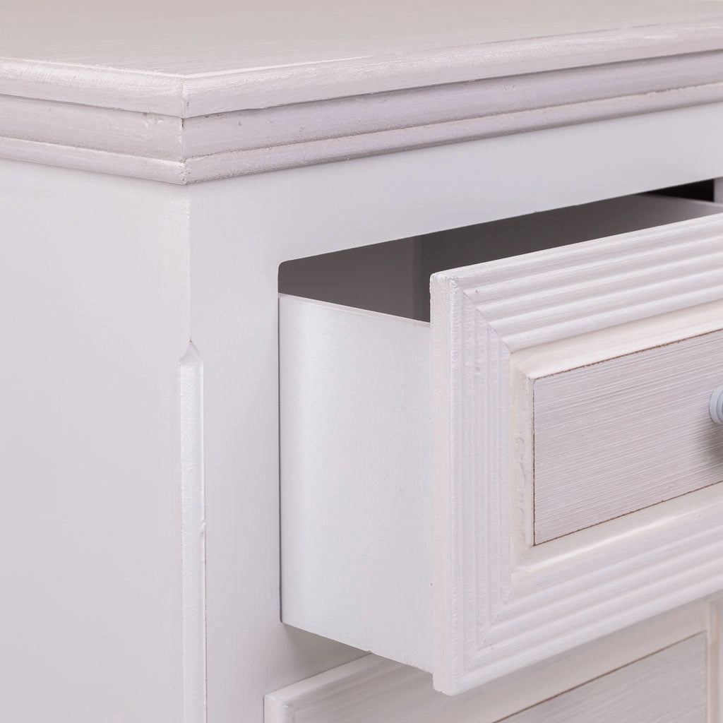 Comodino in legno con 2 cassetti bianchi 37x33,5x53.