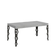 Tavolo allungabile 90x160/264 cm Karamay telaio Antracite - Cemento