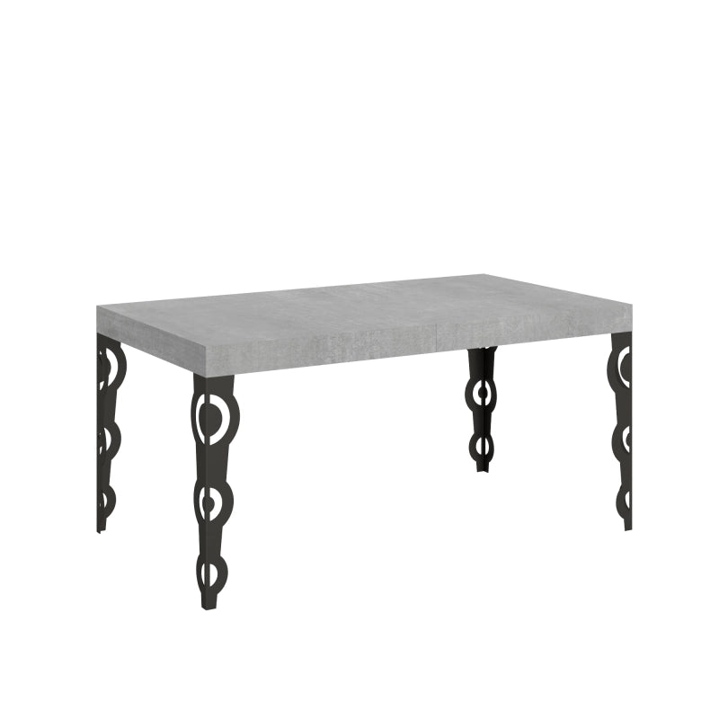 Tavolo allungabile 90x160/264 cm Karamay telaio Antracite - Cemento