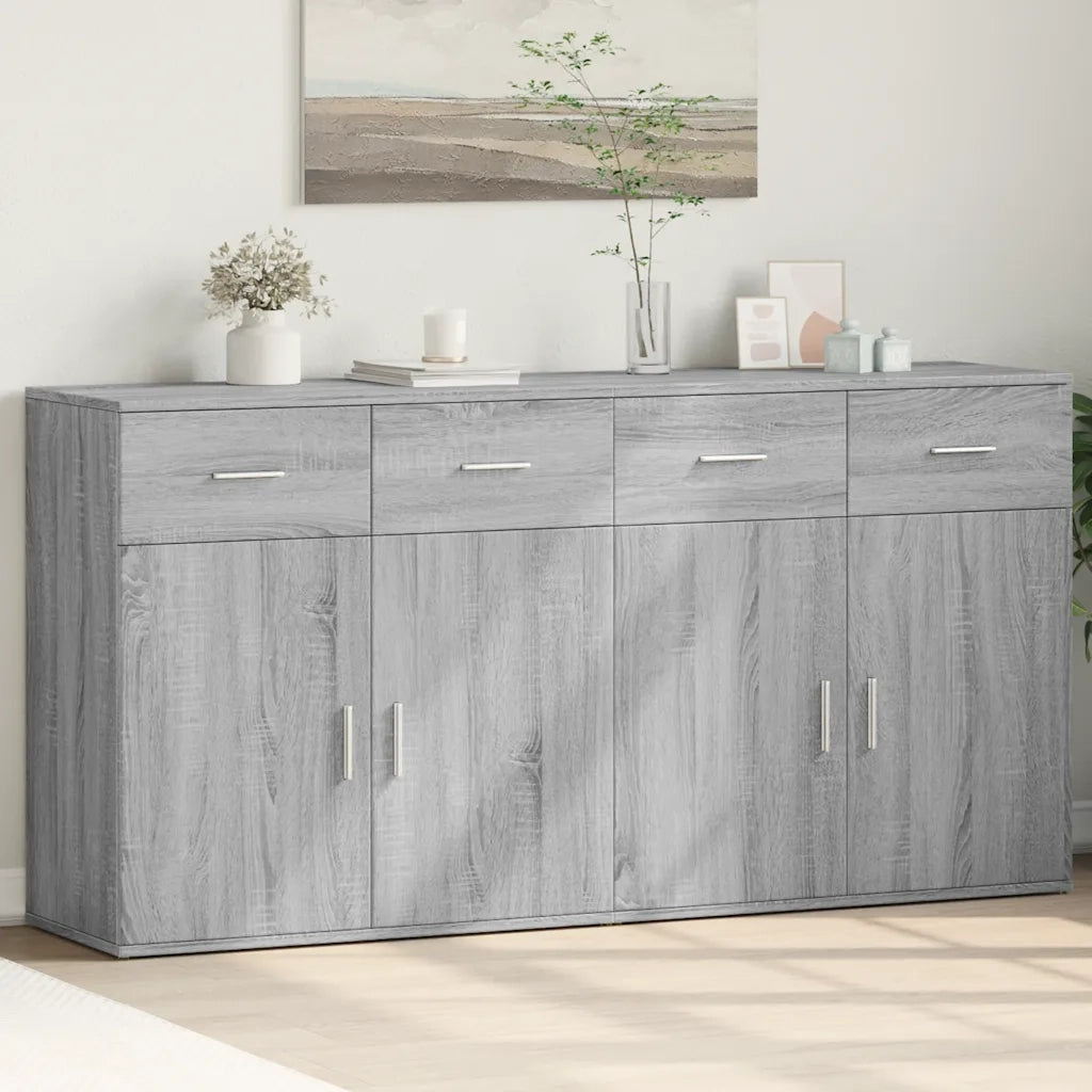 Credenze 2 pz | Madia | Buffet da pranzo | Armadio da pranzo Grigio Sonoma 79x38x80 cm in Legno Multistrato