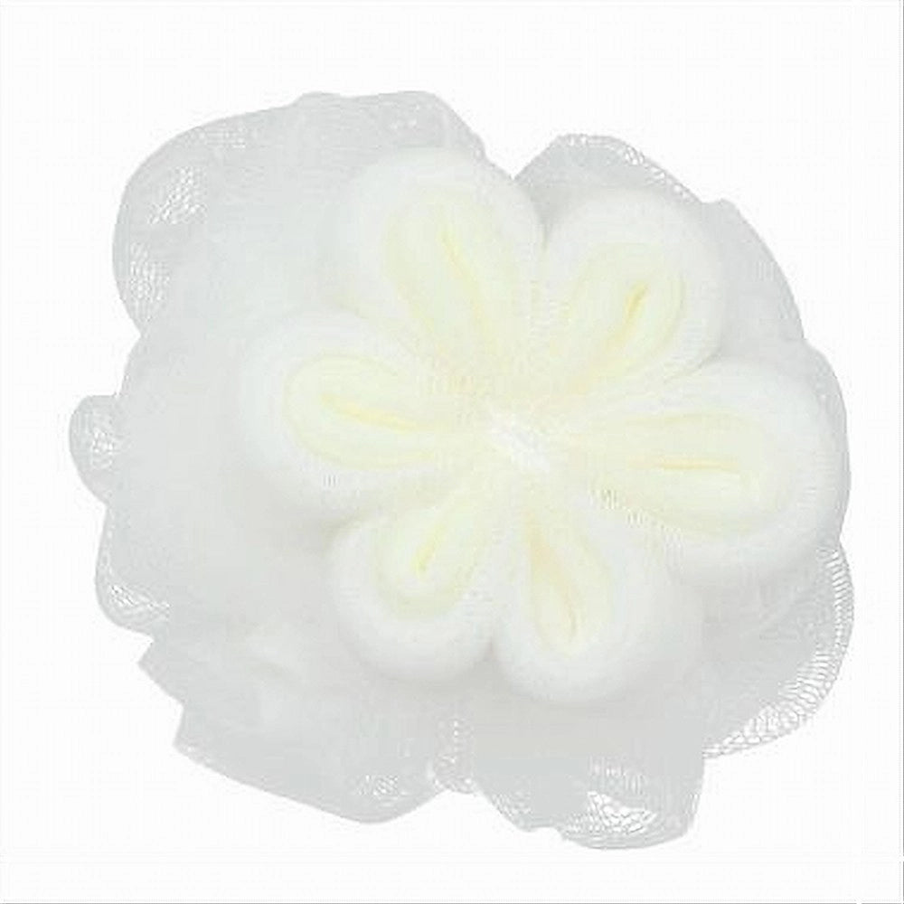 Trade Shop - Spugna A Rete Da Bagno Doccia Con Fiore Morbida Esfoliante Scrubber Bianca 79582 -