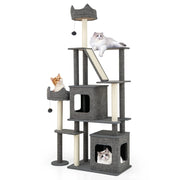 Tiragraffi 180 x 86 x 40 cm con 7 livelli di gioco e 2 comode cucce stile moderno tessuto grigio 20_0010109