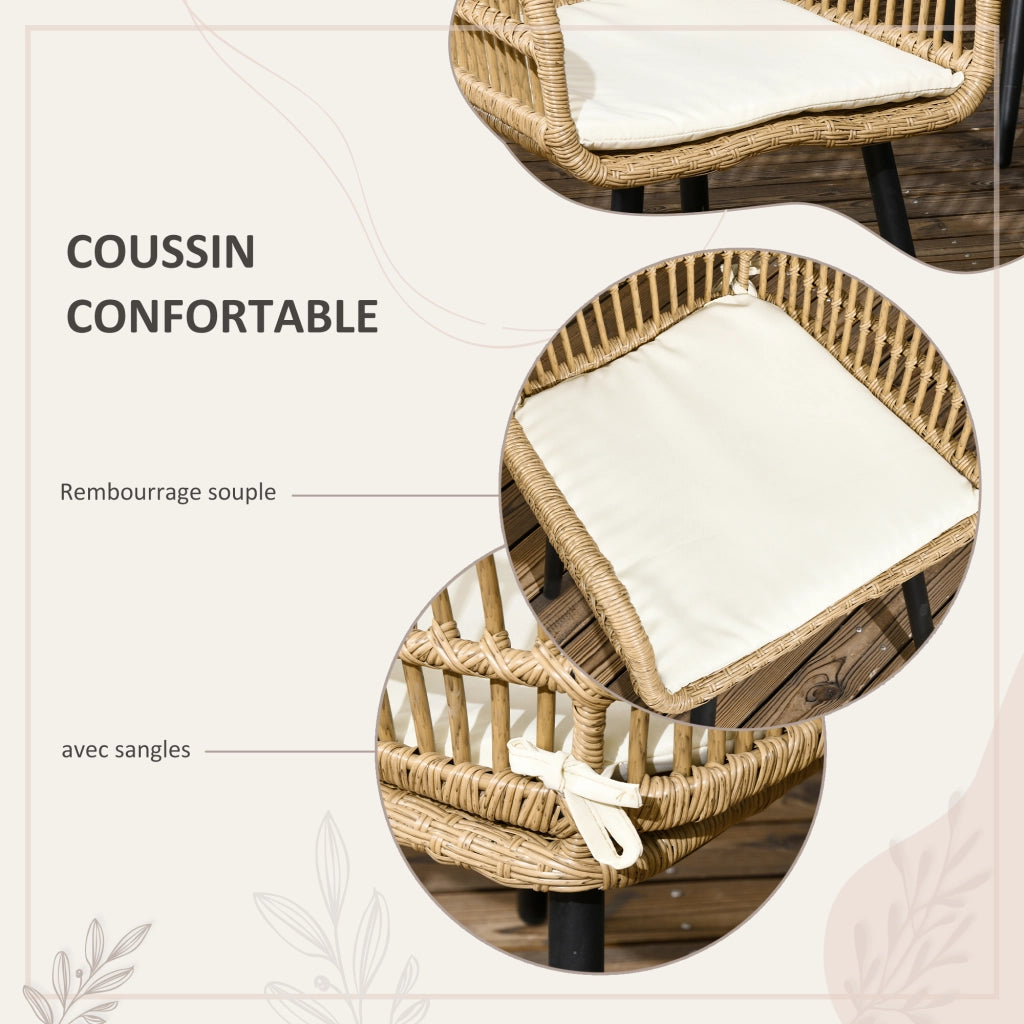 Set da pranzo da giardino 6 persone ¨C zephmum ¨C tavolo rettangolare e 6 sedie con cuscini in rattan