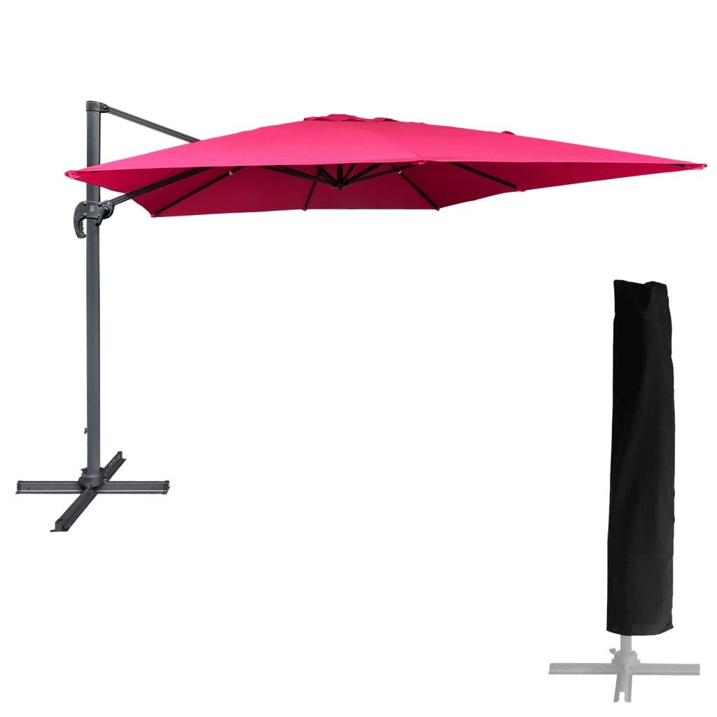Ombrello offset MOLOKAI quadrato 3x3m fucsia + copertura