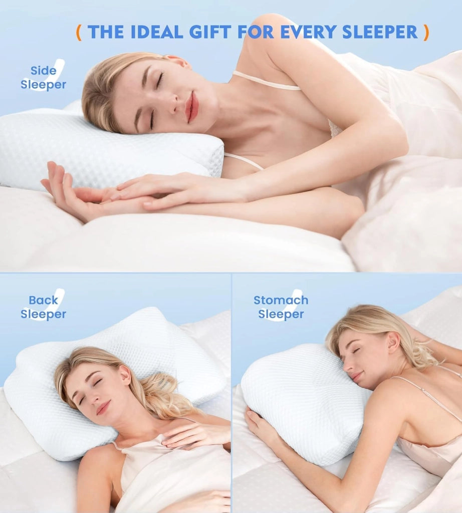 OLYMPIA OrtoMed Cuscino Ortopedico Sanitario Cervicale Memory Foam, 2 in 1 Ergonomico per Dormire, Supporto Cervicale con Federa Sfoderabile e Lavabile