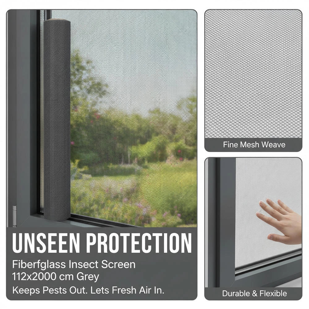 Fiberglass Fly Screen 112x2000 Cm Grey