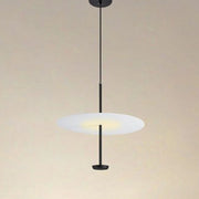 Trade Shop - Lampadario A Sospensione Luce 4000k Led 18w Disco Paralume Piatto Bianco Nero Tondo 33177 -