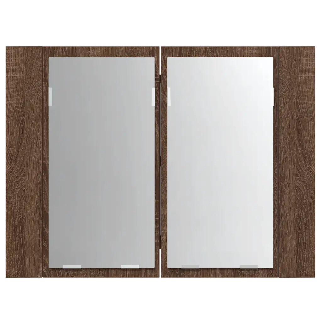 Mobile Specchio LED Rovere Marrone 60x12x45cm Legno Multistrato cod mxl 76637