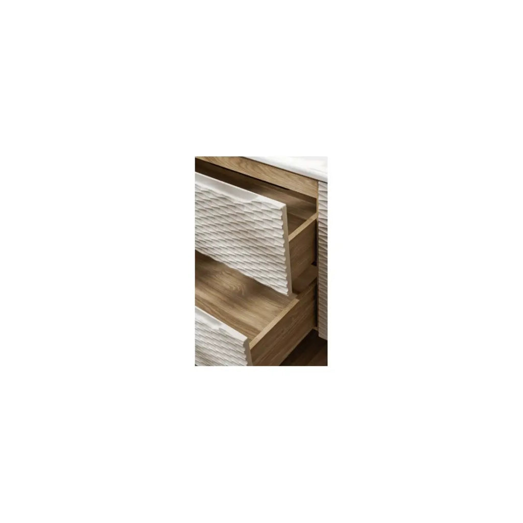 Set da bagno YOKA beige: mobile sotto lavabo 120 cm + lavabo incassato