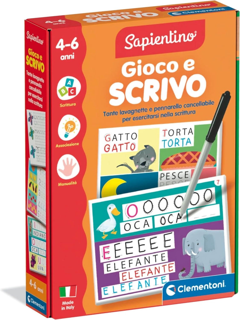 Sapientino Montessori - Gioco e Scrivo, Gioco Educativo Bambini, Lavagnette Riscrivibili per Sviluppare Scrittura e Voca