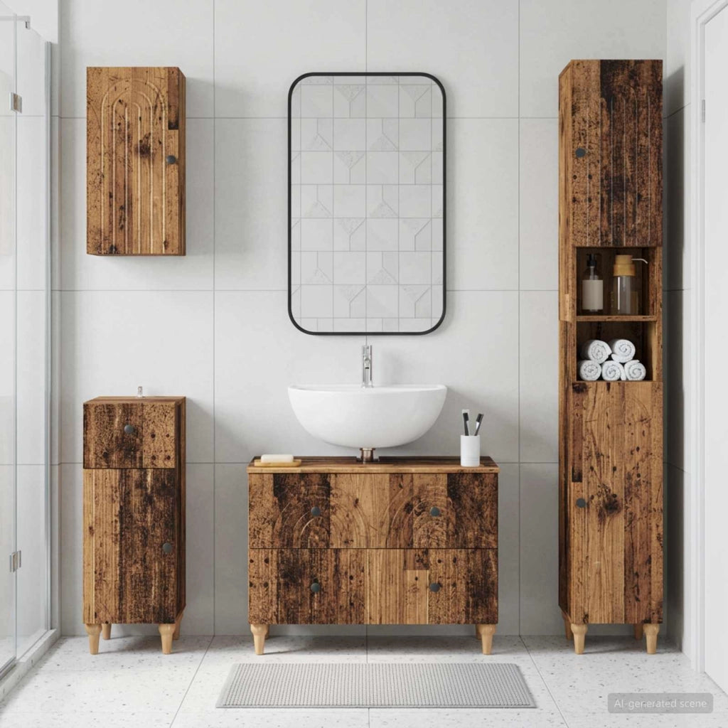 Set di Mobili da Bagno da 4 Pezzi ALKMAAR Legno antico 3417916