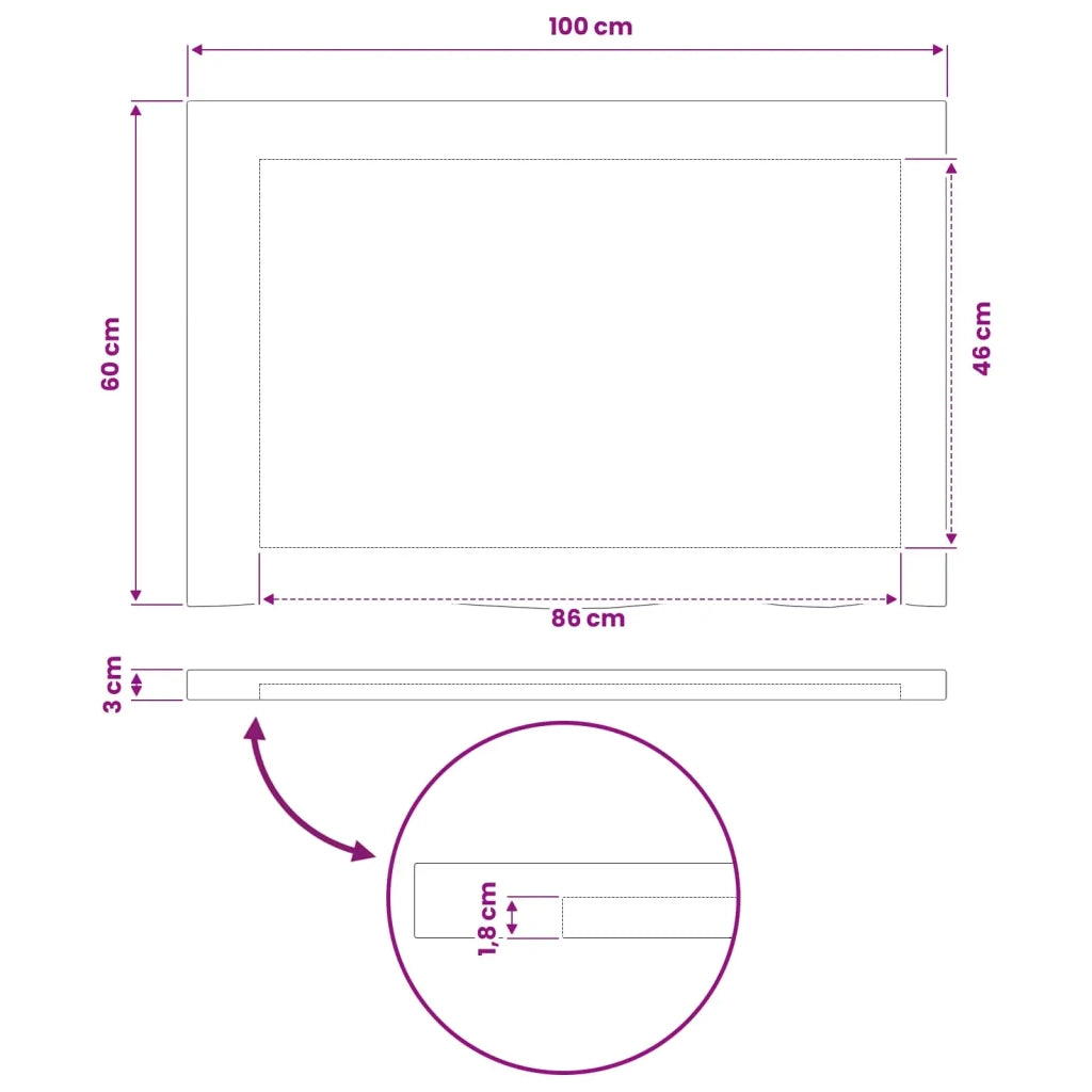 Piano del Tavolo Rettangolare 90 x 50 x 3,5 cm Rettangolare 938541