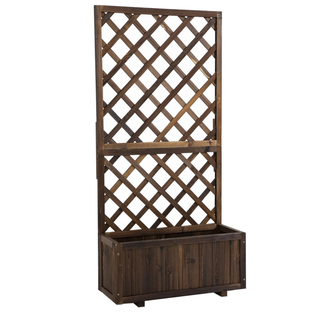 Fioriera con Griglia e Piedistallo ¨C zephmum ¨C Legno di Abete Carbonizzato 72.5x31.5x149.5 cm