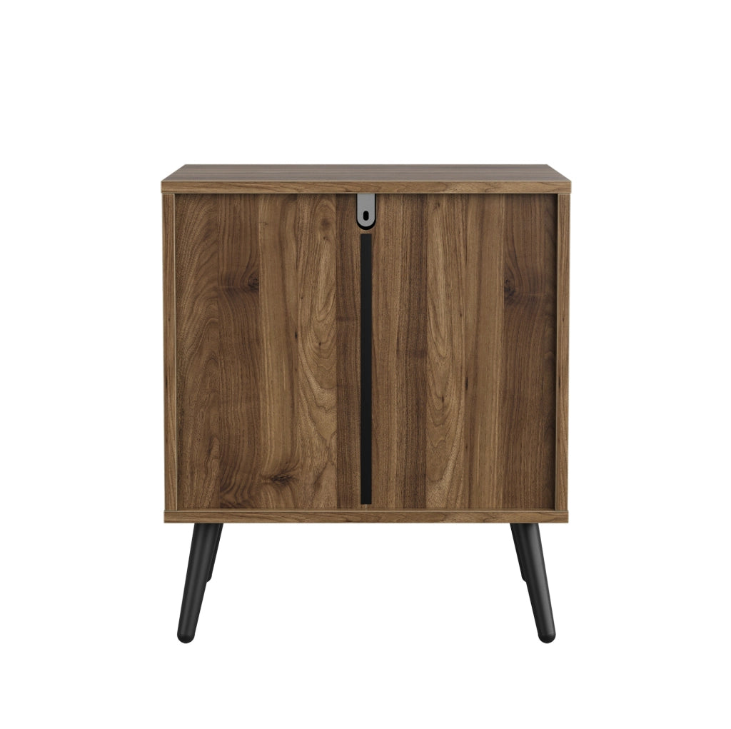 Comodino moderno in MDF effetto noce con cassetto