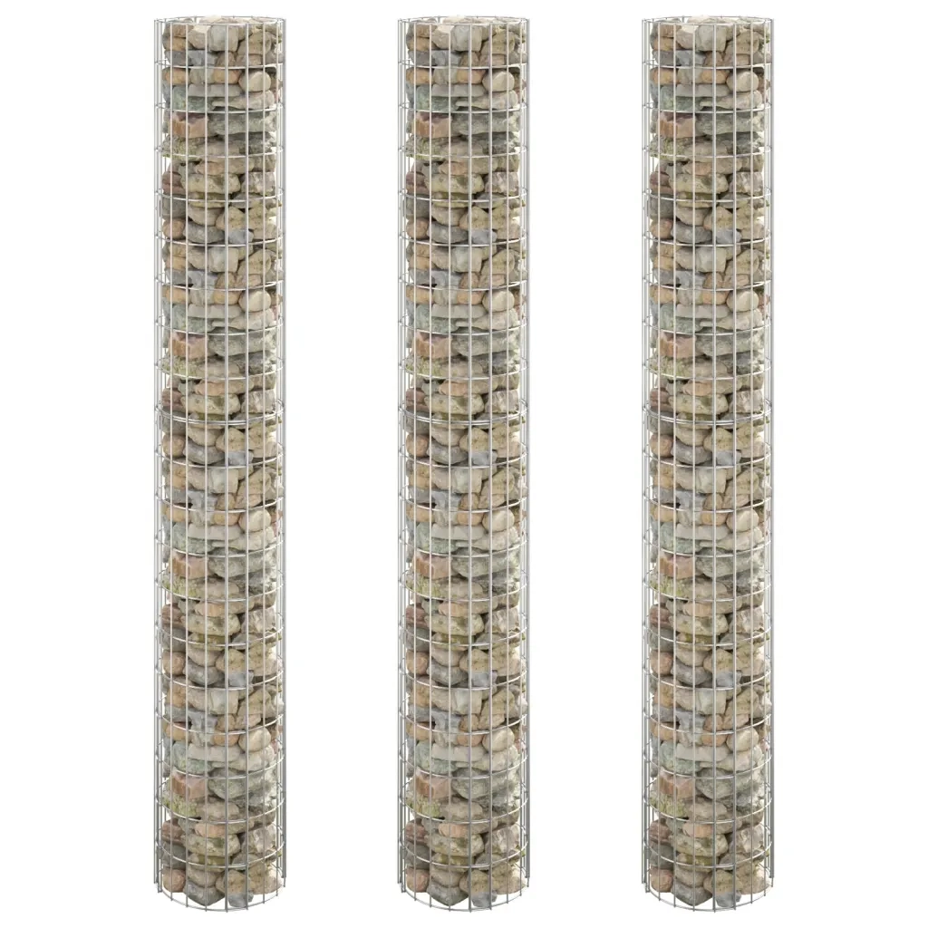 Fioriere Gabbione Circolare 3 pz in Acciaio Zincato Ã˜30x200 cm