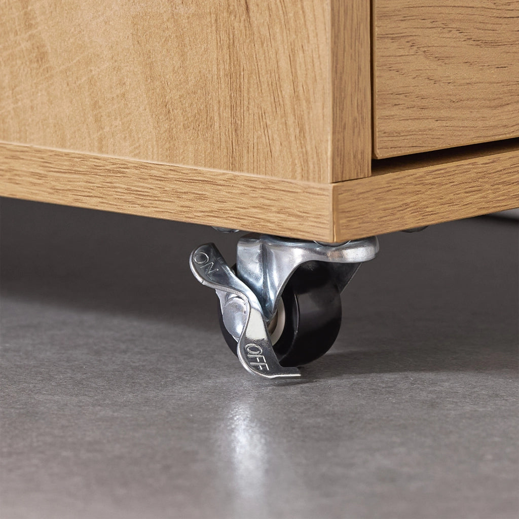 SoBuy Carrello Salvaspazio con Cassetti e Ruote, Mobiletto Multiuso per Cucina, Bagno e Lavanderia Naturale 20x40x170 cm NSR13-N