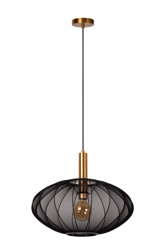 Lampada a sospensione Lucide Corina nera oro Ø50 E27