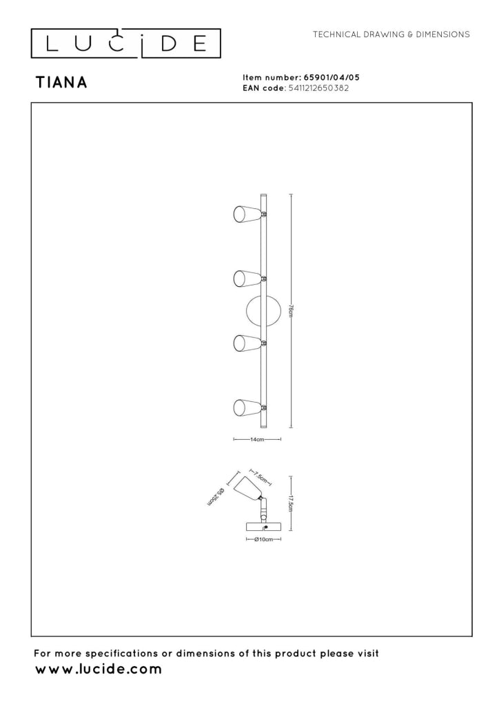 Faretto da soffitto TIANA 4xGU10 oro/nero Lucide