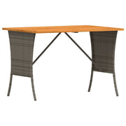Tavolo Giardino | Tavolino da esterno Piano Legno Acacia Grigio 105x75x72 Polyrattan