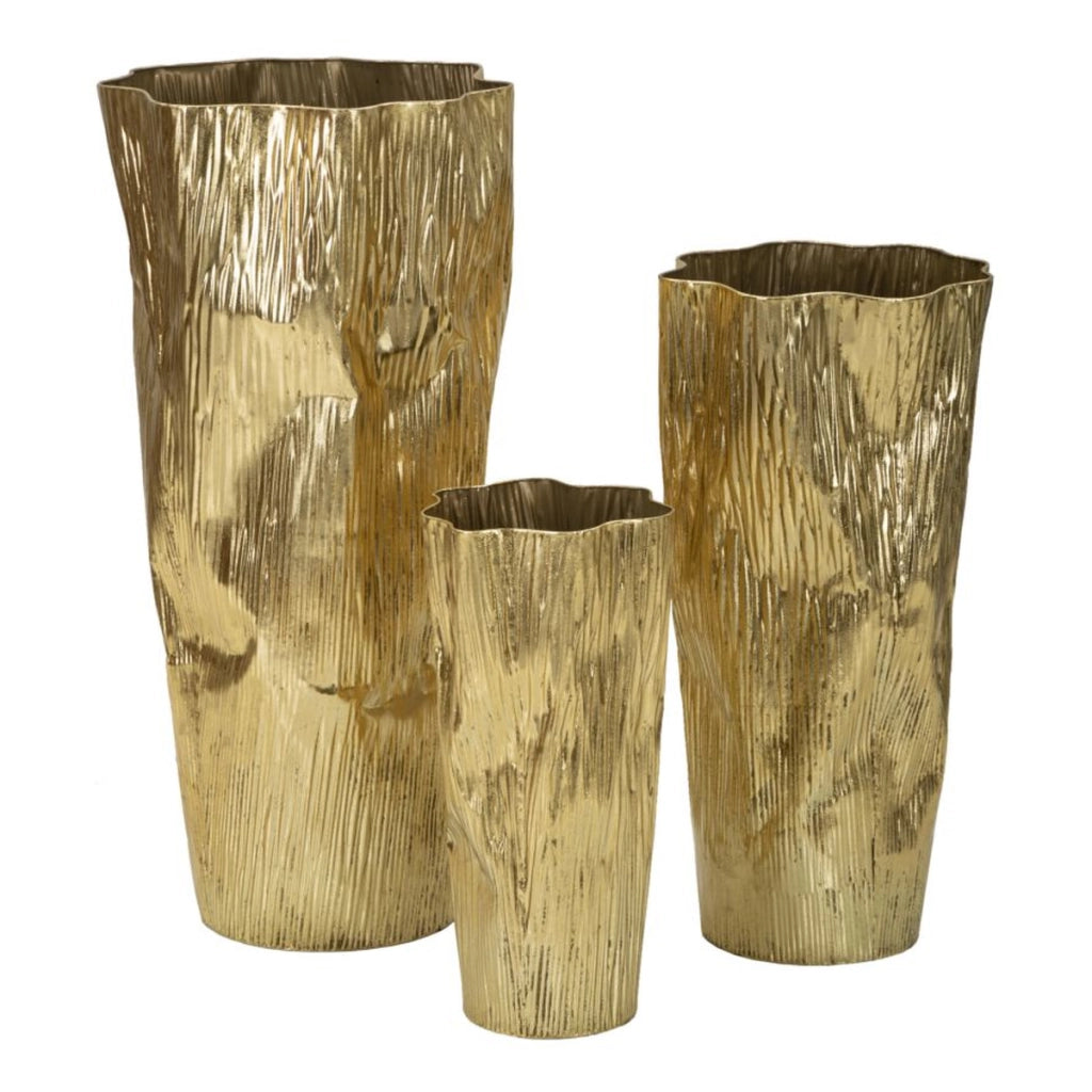 Set 3 portavasi Glolly oro in ferro dalle linee slanciate