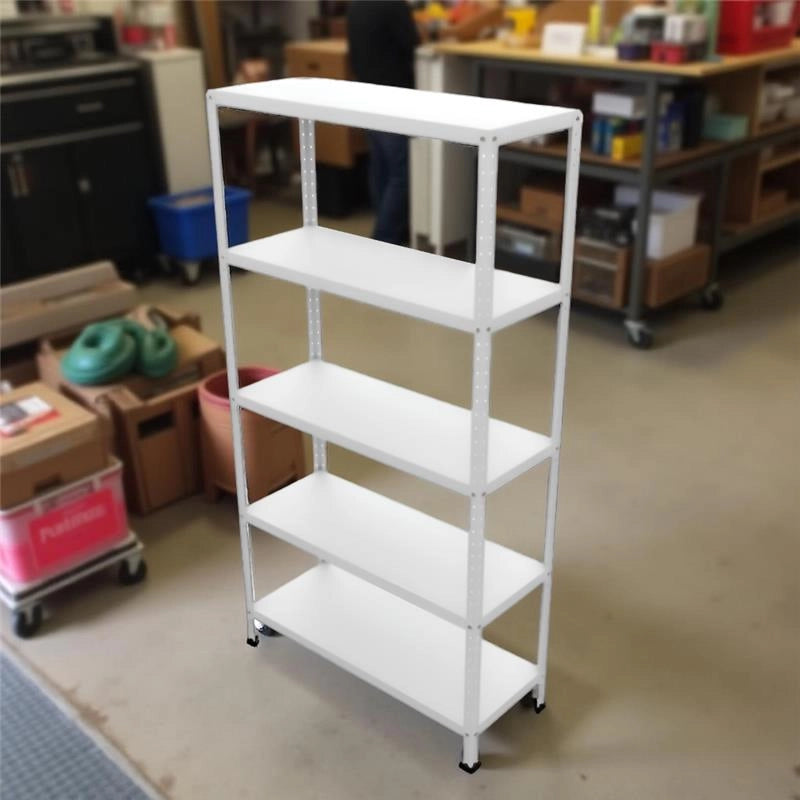 SCAFFALE IN METALLO BIANCO ETTORE KIT BULLONI CON 5 RIPIANI 100 X 40 X H 187 CM