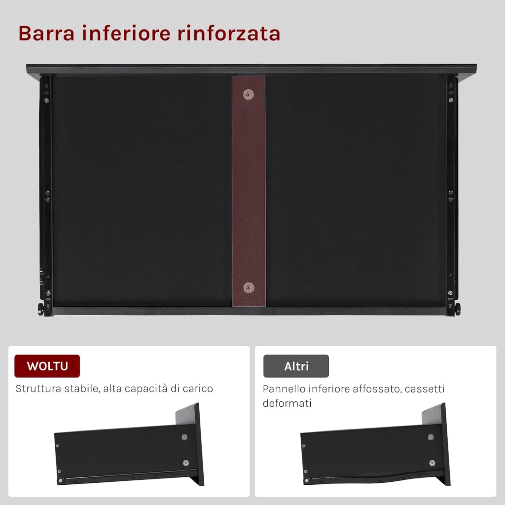 Cassettiera Camera da Letto, Mobiletto Salvaspazio con 5 Cassetti e 1 Armadietto, Ripiano Regolabile, per Soggiorno, Ingresso, 100x40x80 cm, Nero