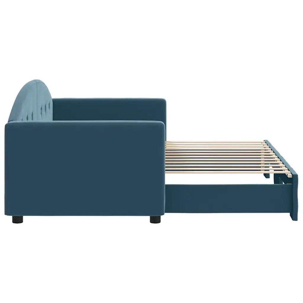 Divano Letto con Letto Estraibile Blu 80x200 cm in Velluto 3197293