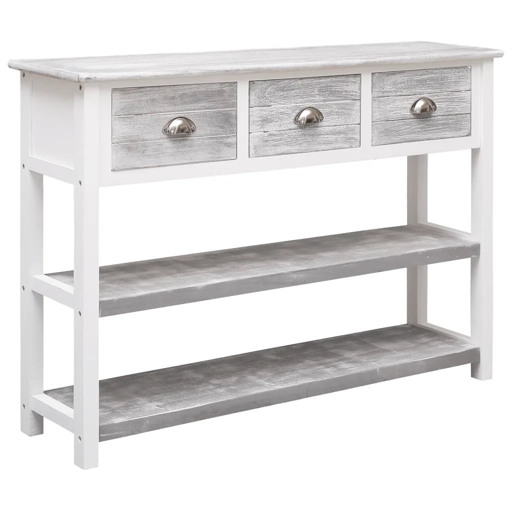 Credenza Grigio Antico 108x30x76 cm Legno Massello di Paulownia cod mxl 17667