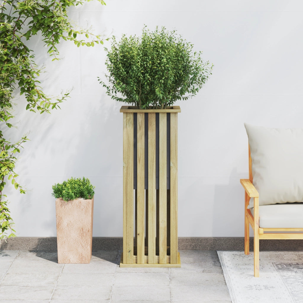 Vaso da Giardino con Rivestimento 33x33x85 cm Legno di Pino Impregnato