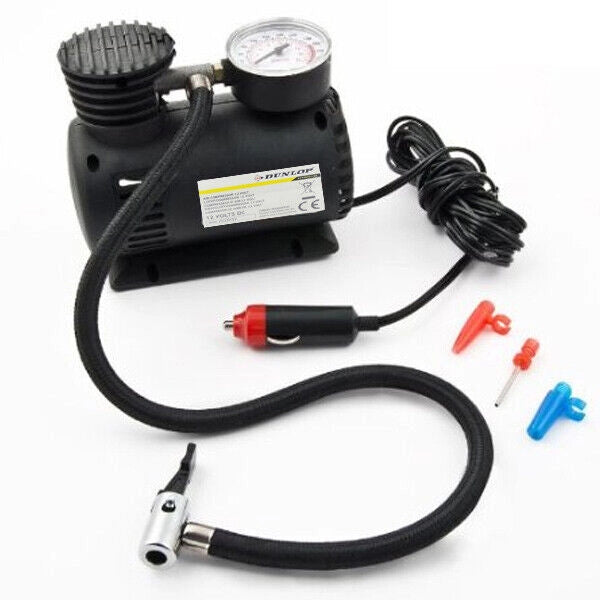 Compressore Aria 12V 250 PSI 17 BAR Dunlop Portatile Per Auto Bici Accendisigari