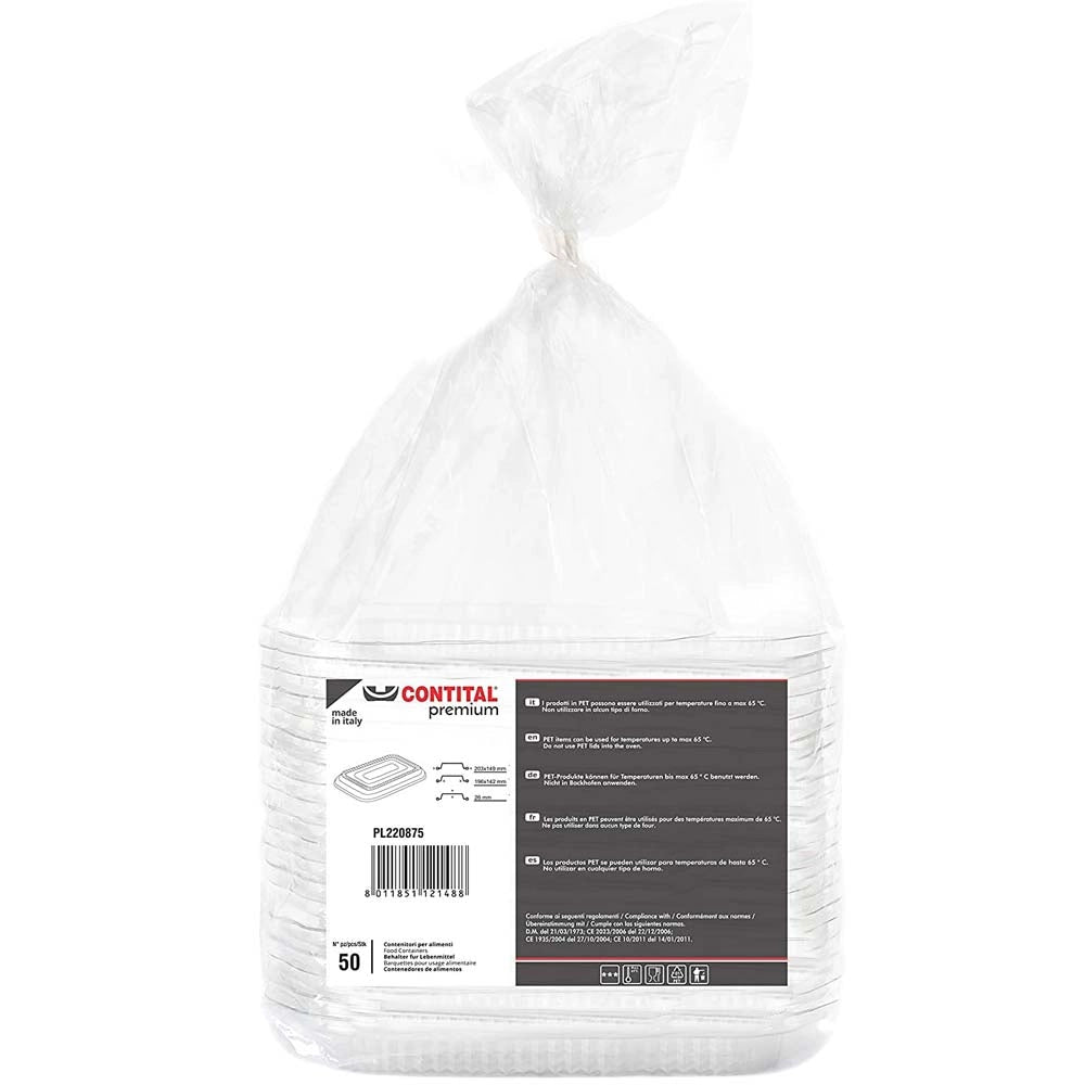 50pz Coperchi in Plastica per Vaschette Alluminio Alimenti Monouso 2 Porzioni