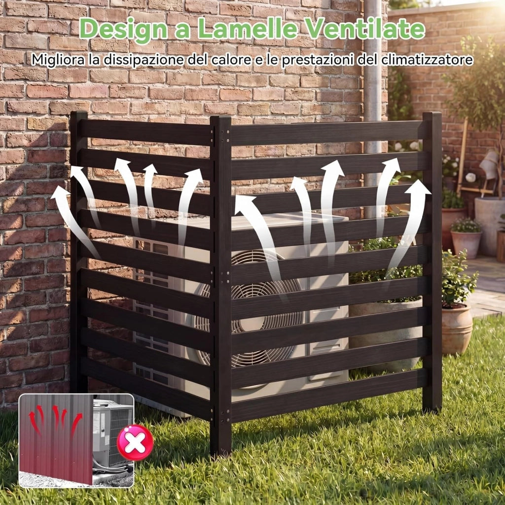 Recinzione da Giardino in Legno Massello, Schermo per Privacy da Esterno Regolabile, Pannelli Privacy da Giardino per Condizionatore e Bidoni della Spazzatura e Divisorio di Spazio (Nero)