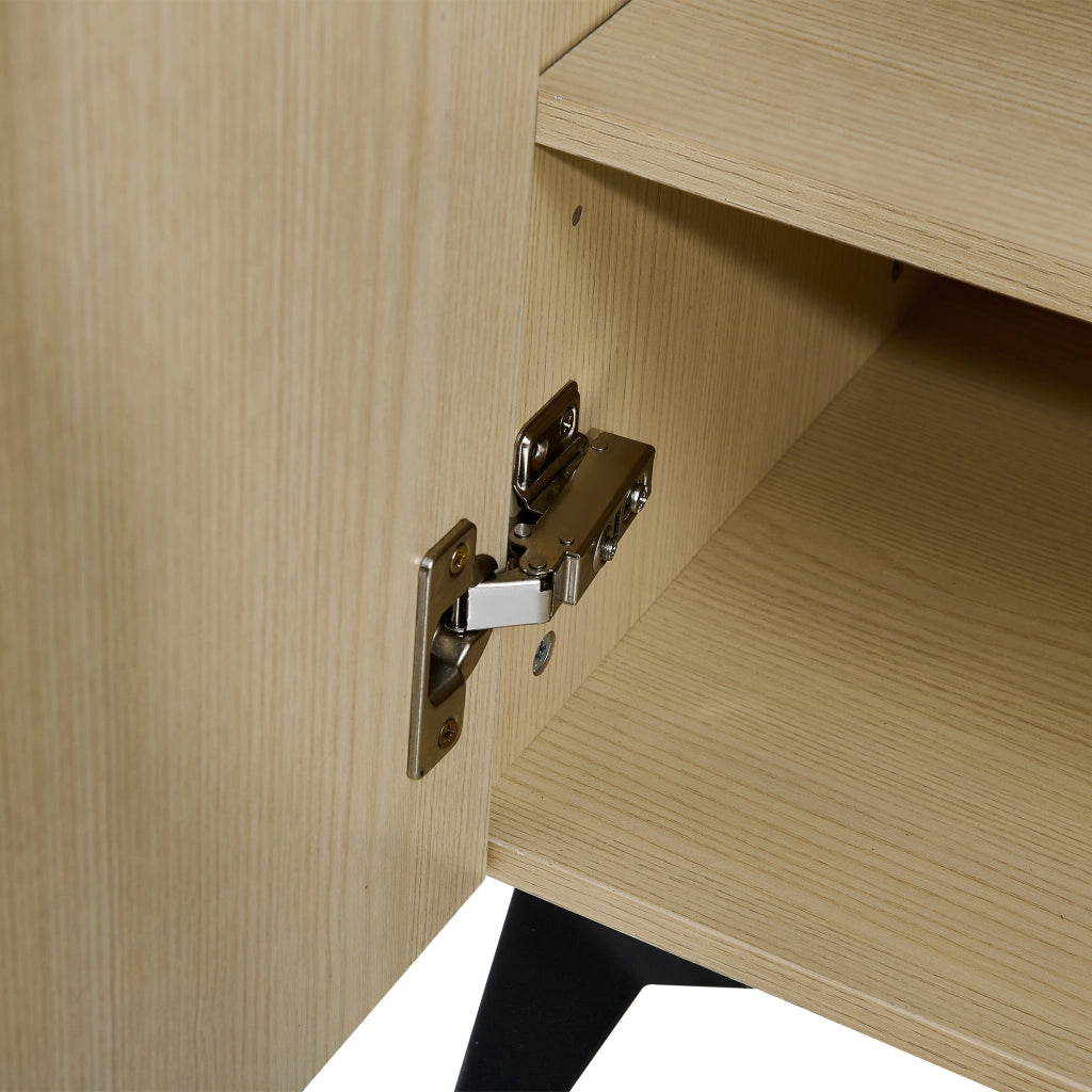 Mobile ingresso con panca; 4 ganci; 2 ante e cassetto in MDF; effetto legno chiaro
