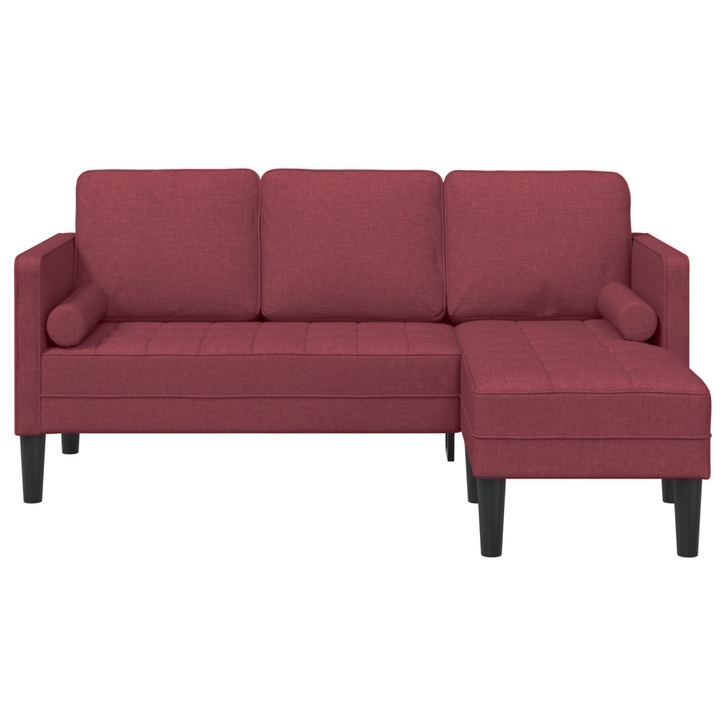 Divano L-Shaped a 3 posti Wine Red 160 cm in tessuto