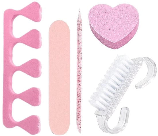 Set di manicure 5 pezzi - Raschiatrice unghie - Buffer per unghie - Strumento per smussare unghie - Pennello per unghie - Strumento per tagliare unghie - Set di cura per unghie