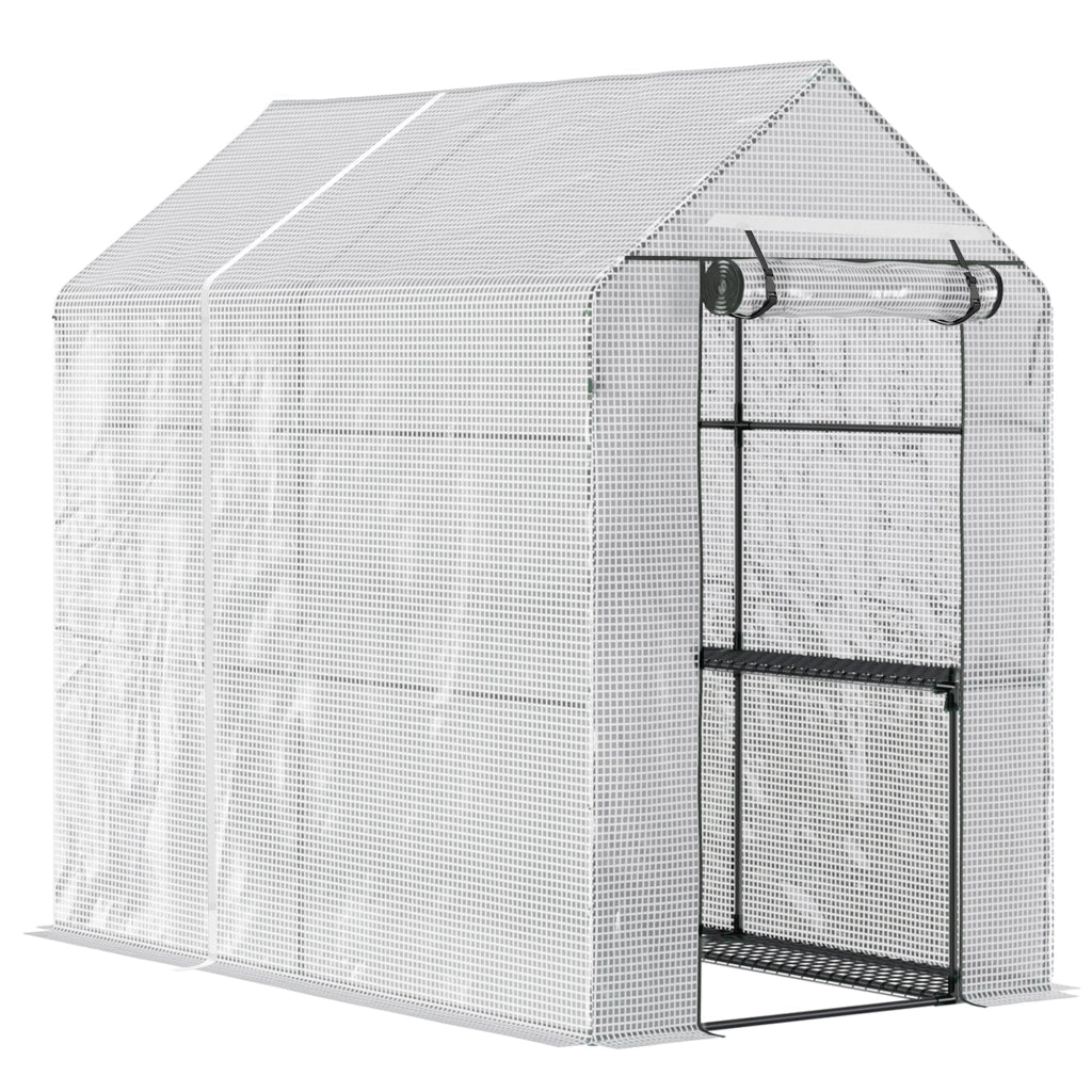 Serra da giardino in polietilene con ripiani 2 livelli ¨C zephmum ¨C 186x120x190 cm bianco
