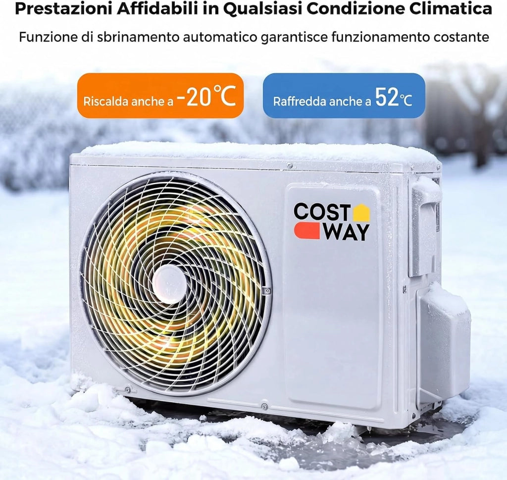 Climatizzatore Monosplit Inverter, R32, A++, Silenzionso 19 dB, A++, Raffrescamento, Riscaldamento, Deumidificazione, Ventola, Timer, WiFi, Telecomando, Autopulizia (9000, BTU) [Classe di efficienza energetica A++]