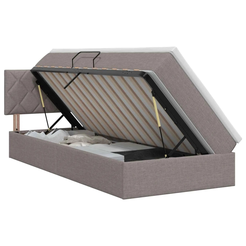 Letto con contenitore e materasso Tortora 90 x 190 cm Velluto 3458655