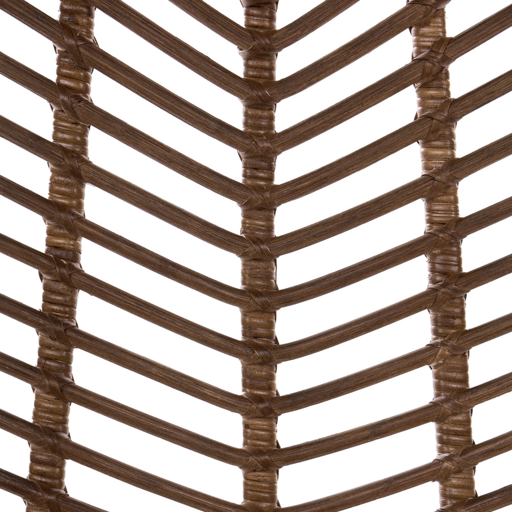 Set di 2 sedie in rattan marrone con seduta e schienale in vimini, senza braccioli, gambe in ferro