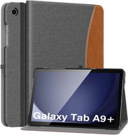 Supporto per tablet con stand per Samsung Galaxy Tab A9 Plus - pelle PU pieghevole - grigio argento - diverse angolazioni di visualizzazione - modalità di risparmio energetico automatico -...