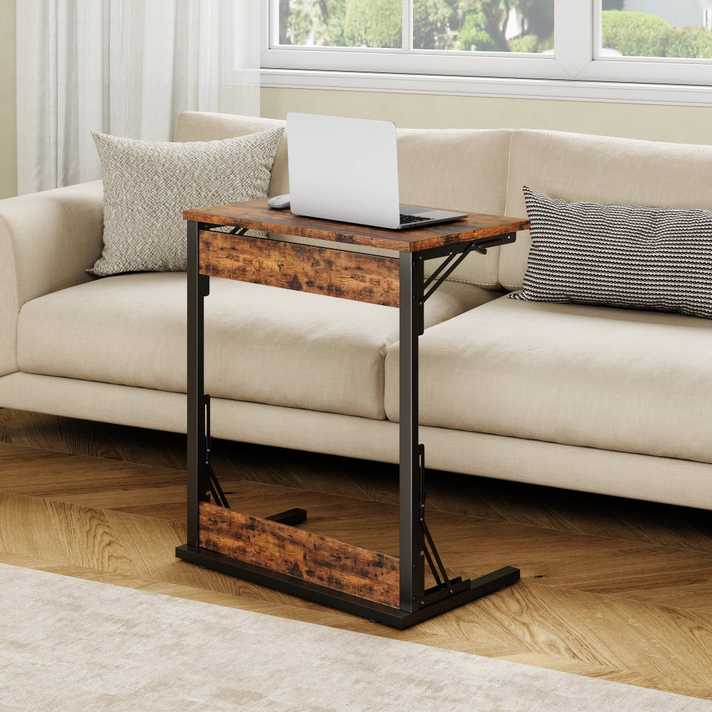 TAVOLINO C 60x37x71 cm Marrone rustico in metallo e pannello truciolare