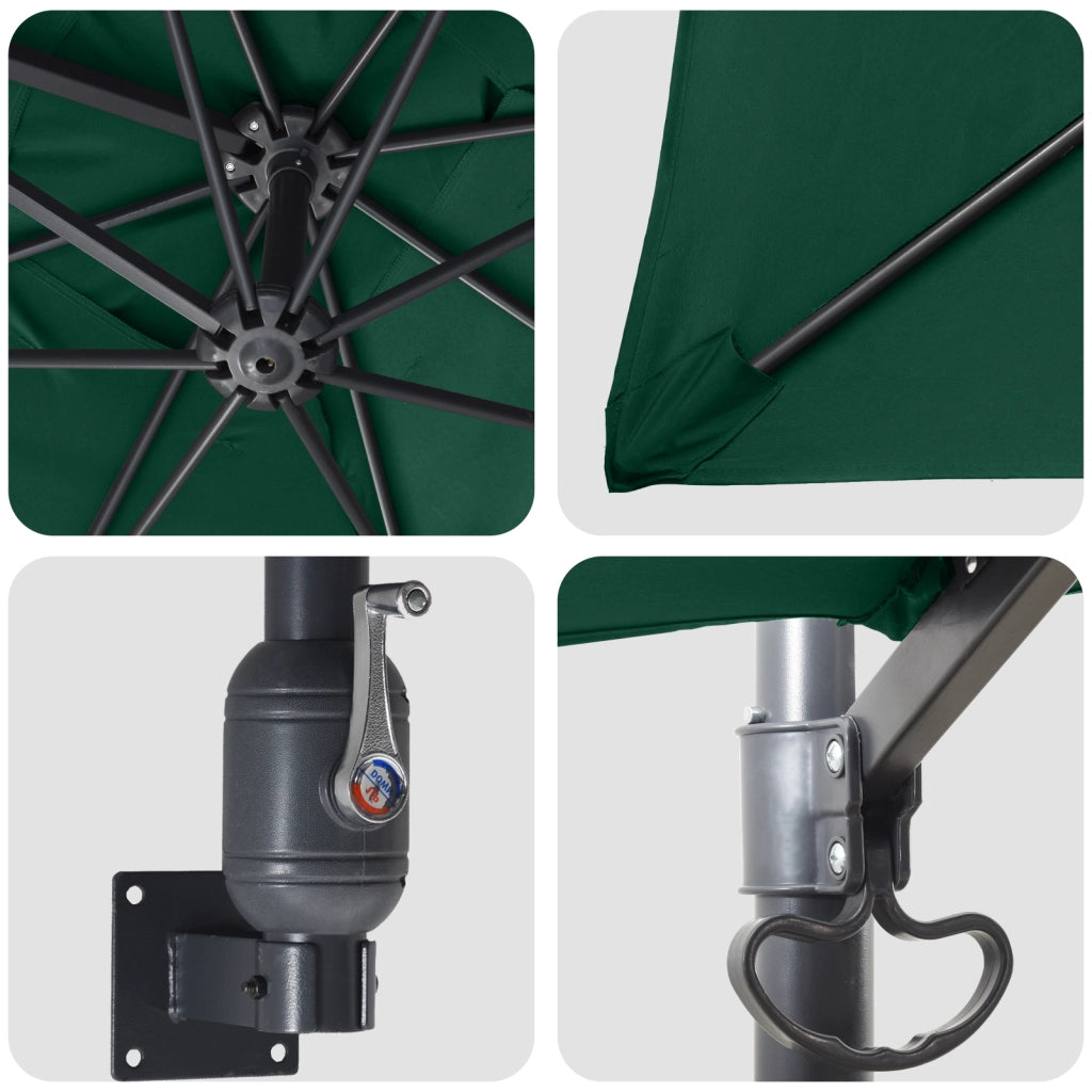 Ombrello da Patio Verde Poliestere 300 cm x 300 cm Pieghevole