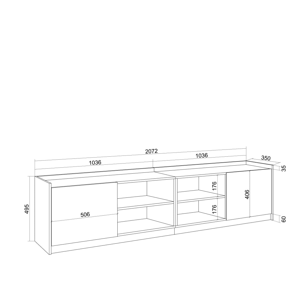 Mobile TV Soggiorno, 207x50x37 cm, Per TV fino a 80", Mobile Soggiorno, Rovere scuro e Nero